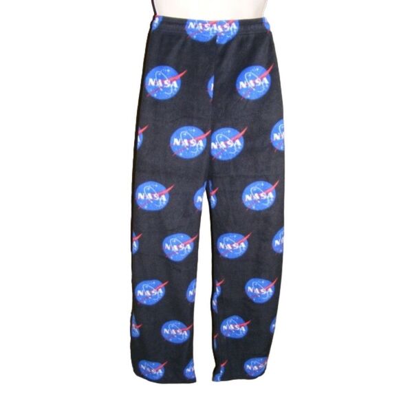 BUZZ ALDRIN NASA Lounge Pants, XL, Black, LOGO, Fleece, Elastic Waist/Drawstring - Picture 5 of 7
